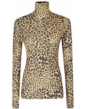 Norma Kamali Slim Fit Langarm-Rollkragenoberteil - Braun