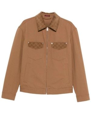 Gucci Gg Monogram Detail Katoenen Jas - Bruin