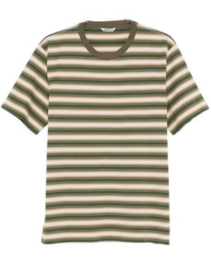 AURALEE Gestreiftes Baumwoll-T-Shirt - Grün