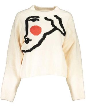 Desigual Elegante Geborduurde Trui - Wit
