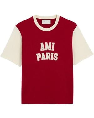 Ami Paris Tops ,Rood T-Shirts En Poloshirts