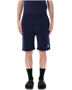 Moncler Baumwoll Bermuda Shorts Mit Logo Stickerei - Blau