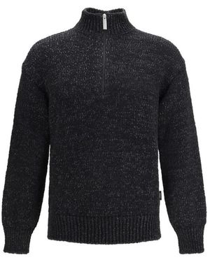 Laminar Truien & Vesten ,Zwart ,Katoen Katoenen Sweater Met Ronde Hals En Geribde Boorden - Blauw