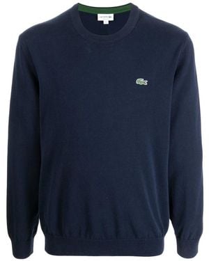 Lacoste Monochromer Rundhals-Pullover Aus Baumwolle - Blau