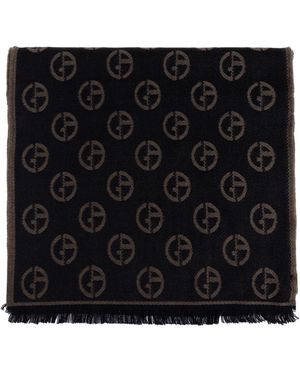 Giorgio Armani Wollschal Mit Monogramm - Schwarz