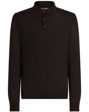 Dolce & Gabbana Brauner Cashmere-Pullover Mit Polokragen - Schwarz