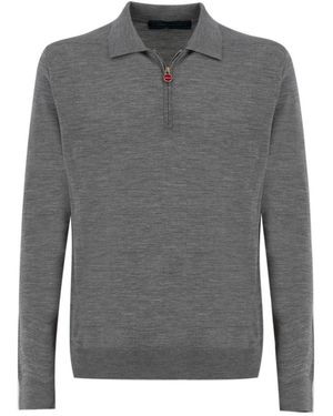 Kiton Woll-Zip-Up-Pullover Mit Kragen - Grau