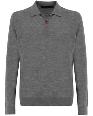 Kiton Woll-Zip-Up-Pullover Mit Kragen - Grau