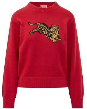 KENZO Truien & Vesten ,Rood ,Katoen Jumping Tiger Sweater