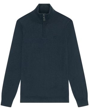 Lyle & Scott Maglione blu in merino con zip a un quarto