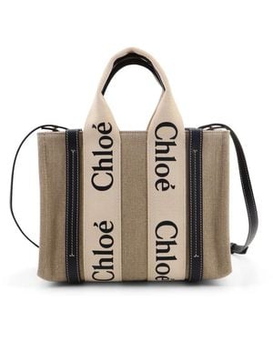 Chloé Tassen ,Veelkleurig ,Katoen Kleine Woody Tote Bag - Metallic