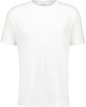 Boglioli Weißes Baumwoll-Leinen Crew Neck T-Shirt