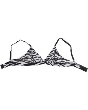 Dolce & Gabbana Ondergoed ,Veelkleurig ,Zebra Print Sheer Mesh Bralette - Meerkleurig
