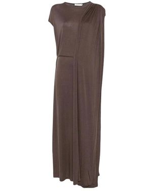 Viktoria Chan Gedrapeerde Maxi Jurk Met Details - Bruin
