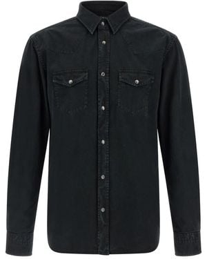 Tom Ford Overhemden ,Zwart ,Katoen Western Shirt - Blauw
