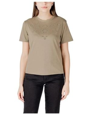 Jacqueline De Yong Grünes Baumwoll-Crew-Neck-T-Shirt - Natur