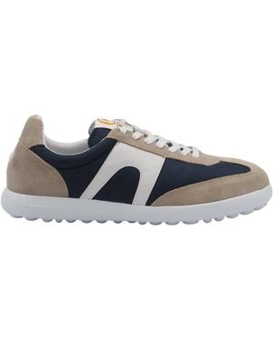 Camper Blaue Leder- Und Leinwand-Sneakers