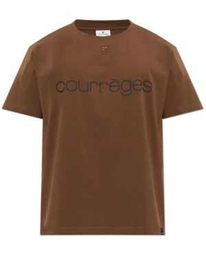 Courreges T-Shirt Met Logoprint - Bruin