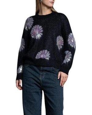 Kaos Blumen-Jacquard-Pullover - Schwarz