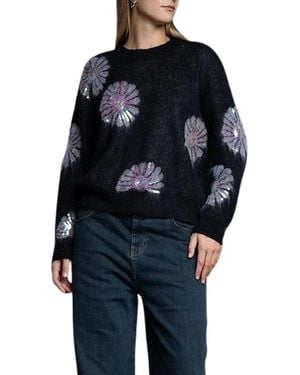 Kaos Truien & Vesten ,Zwart ,Wol Floral Jacquard Trui