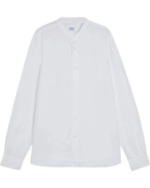 Aspesi Overhemden ,Wit ,Linnen Koreaanse Kraag Lichtgewicht Linnen Shirt