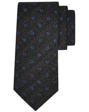Ferragamo Cravatta Jacquard Gancini Chevron - Zwart