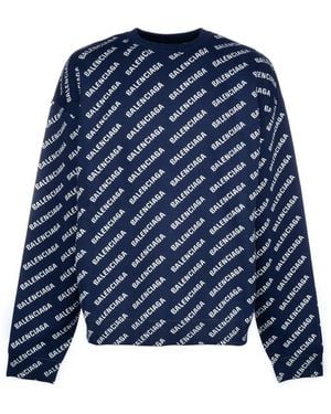 Balenciaga Round-Neck Knitwear - Blue