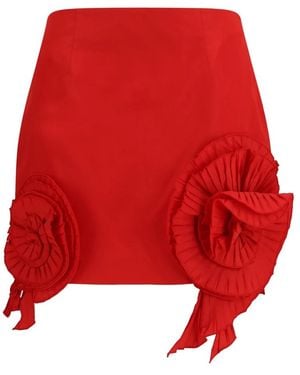 Blumarine Crepe Minirok Met Bloemenapplicatie - Rood