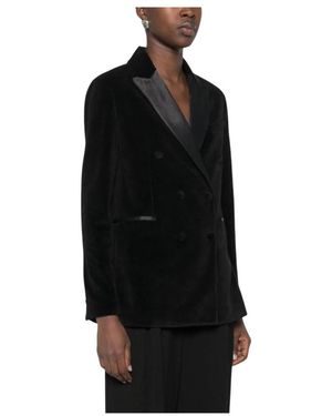 Circolo 1901 Jassen ,Zwart ,Fluwelen Blazer Met Dubbele Rij Knopen