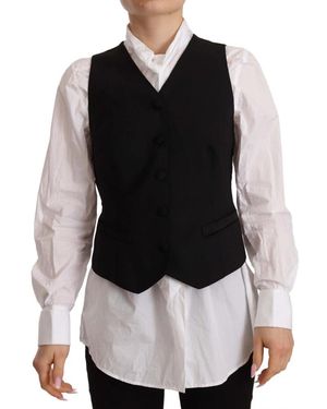 Dolce & Gabbana Elegant Wool Blend Waistcoat - Black