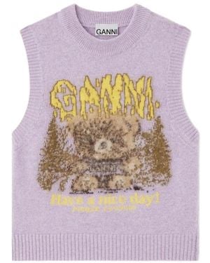Ganni Round-Neck Knitwear - Morado