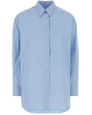 Jil Sander Overhemden ,Blauw ,Katoen Oversized Poplin Shirt
