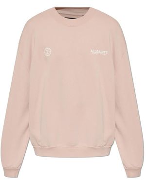 AllSaints Hoodies & Sweatvesten ,Roze ,Katoen Emblem Crew Neck Katoenen Sweatshirt
