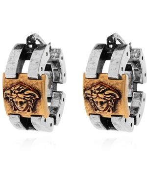 Versace Accessoires ,Grijs ,Leer Medusa Hoofd Oorbellen - Metallic