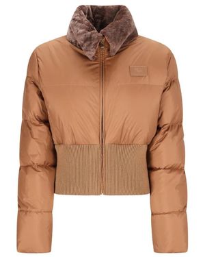 Fendi Jassen ,Wol Heritage Short Down Jacket - Bruin