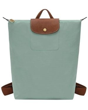 Longchamp Grüner Rucksack Mit Klappe Und Druckknopf