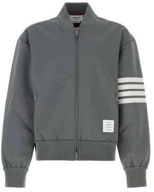 Thom Browne Jassen ,Grijs ,Leer 3M Reflective 4-Bar Tech Bomber