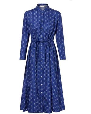 Tory Burch Kleedjes ,Blauw ,Katoen Gedrukte Katoenen Blousejurk