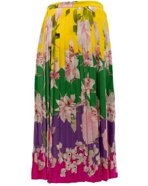 Valentino Garavani Geplooide Bloemige Midirok - Groen
