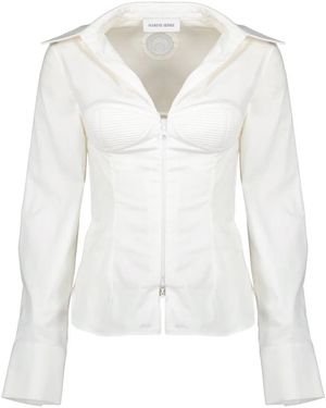 Marine Serre Overhemden ,Wit ,Katoen Deadstock Stretch Percale Shirt Met Rits