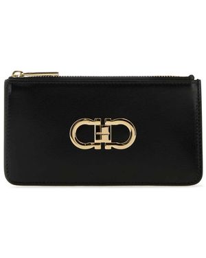 Ferragamo Accessoires ,Zwart ,Leer Leren Portemonnee