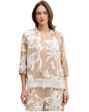 Joseph Ribkoff Satin Floral Print Straight Top - Naturel