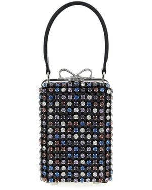 Self-Portrait Self-Portrait Multi Crystal Chainmail Handbag - Black