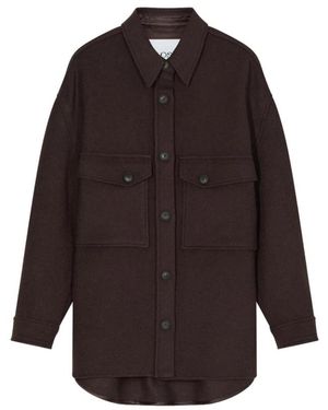 Closed Spread Collar Button-Front Sweater - Paars