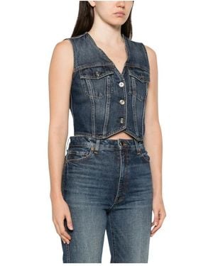 Liu Jo Jassen ,Blauw ,Katoen Washed Cotton Vest