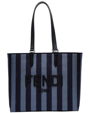 Fendi Roomy Canvas Tote Bag - Blue