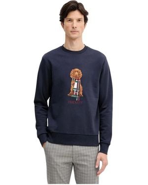 Hackett Hoodies & Sweatvesten ,Blauw ,Katoen Sweatshirt Met Grafische Print