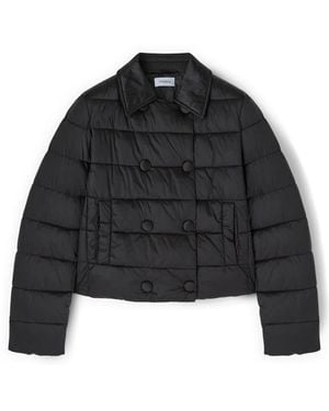 mötivi Jassen ,Zwart ,Leer Lichtgewicht Crop Double-Breasted Pufferjack