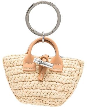 Longchamp Accessoires ,Leer Le Roseau Sleutelhanger - Metallic