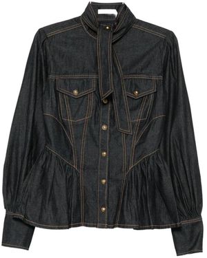 Zimmermann Overhemden ,Blauw ,Denim Denim Fitted Shirt - Zwart